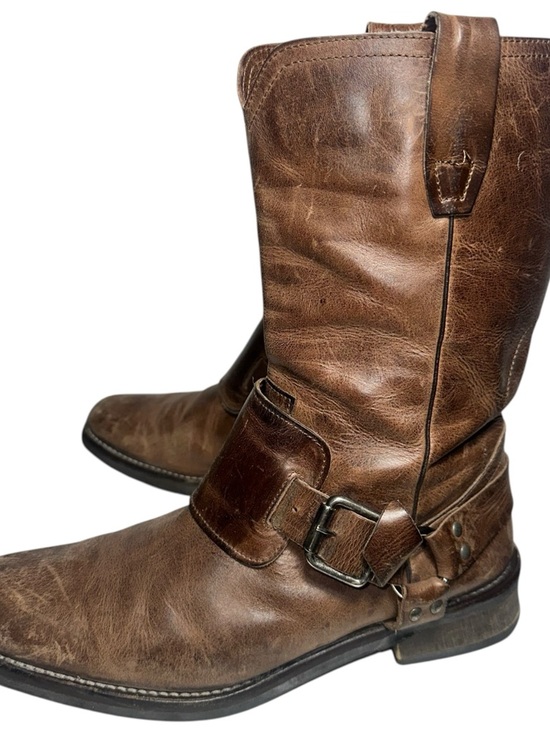 John Varvatos Other - John Varvatos Men’s Size 9.5 Brown Rugged Leather Harness Pull On Biker Boots